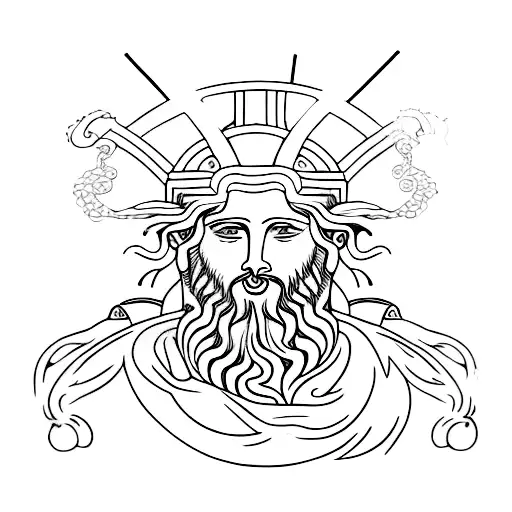 dionysus god with wine tattoo design idea