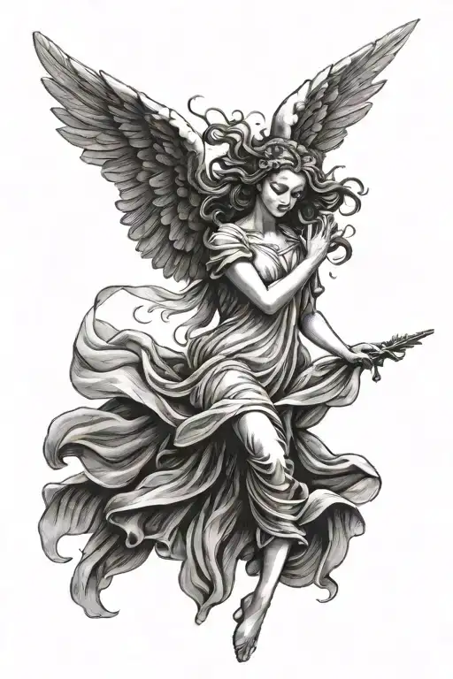 angel falling tattoo design idea