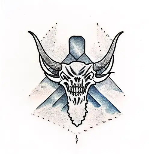 desert inside of a longhorn skull tattoo design idea