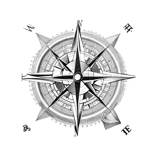 compass with broken clack and hourglass tattoo design idea