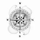 compass with broken clack and hourglass tattoo design idea