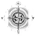 compass with broken clack and hourglass tattoo design idea