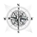 compass with broken clack and hourglass tattoo design idea