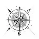 compass with broken clack and hourglass tattoo design idea