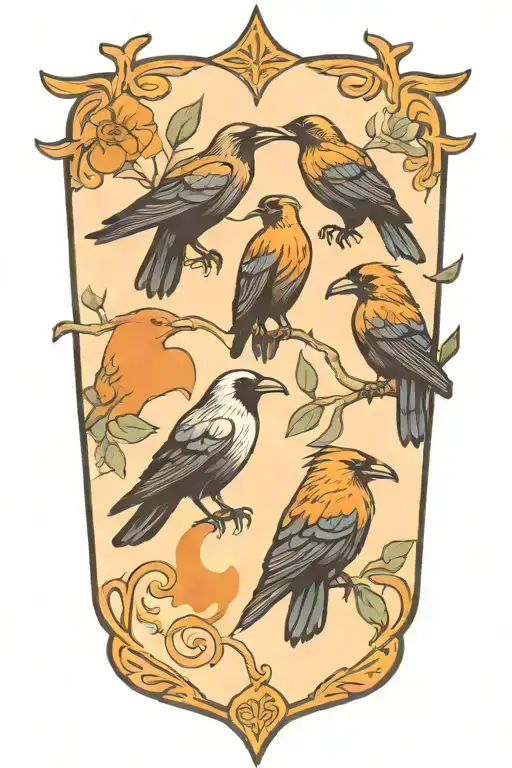 Nordic Signs And Ravens tattoo design idea