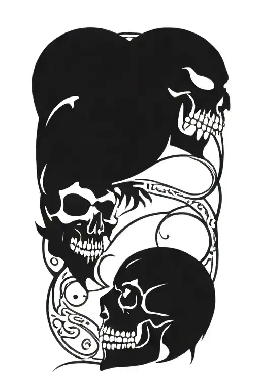 Nordic signs, ravens and skulls tattoo design idea