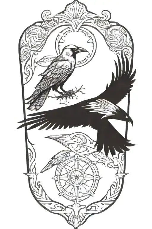 Nordic Signs And Ravens tattoo design idea