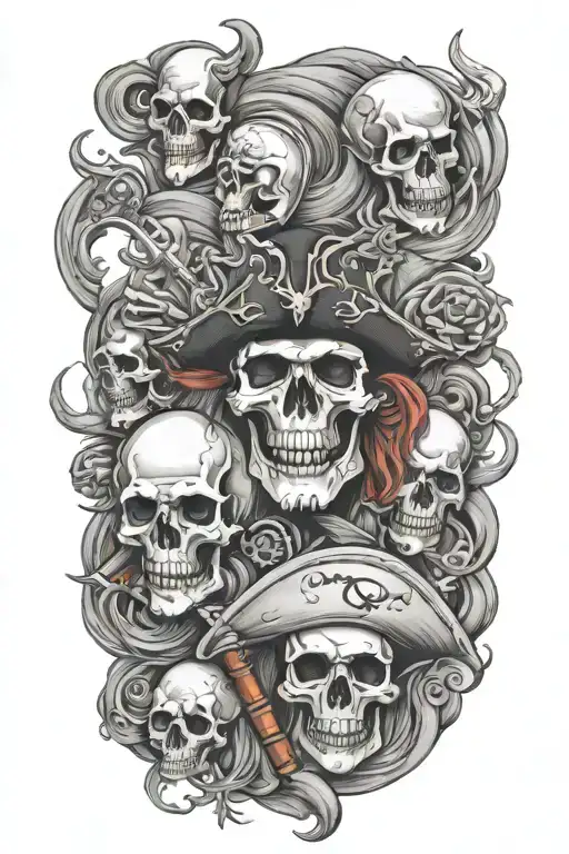 Pirates and skulls tattoo design idea