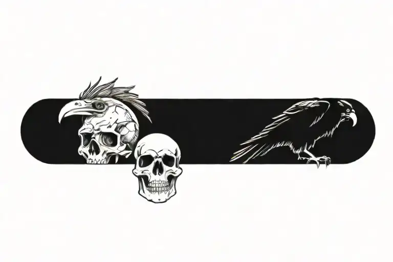 Skull and Ravens tattoo design idea