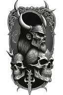 Vikings and skulls tattoo design idea