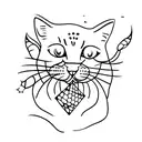 A minimalist tattoo of a cat lying under a starry night sky tattoo design idea