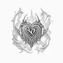 Jagged traditional heart containing the initials S.O.T. as if it were a death metal logo tattoo design idea