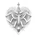 Jagged traditional heart containing the initials S.O.T. as if it were a death metal logo tattoo design idea