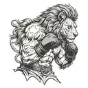 A lion wearing boxing gloves and standing in a fighting stance tattoo design idea