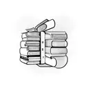 A bookshelf with books floating in zero gravity tattoo design idea