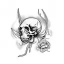 snapdragon flowers and skulls are replaced with australopithecus skull and homo sapien skull and homo erectus skull tattoo design idea