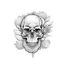 snapdragon flowers and skulls are replaced with australopithecus skull and homo sapien skull and homo erectus skull tattoo design idea