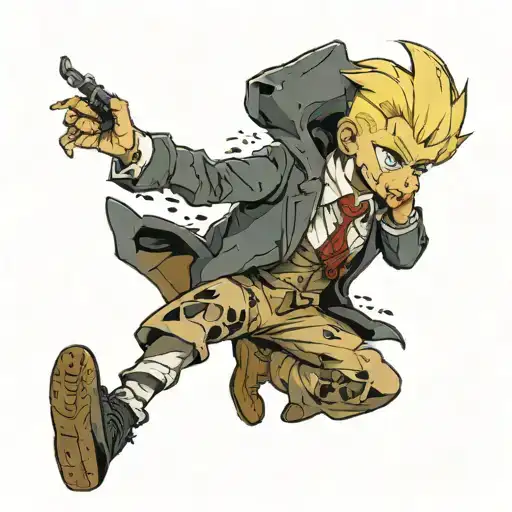 blonde boy in ripped suit tattoo design idea