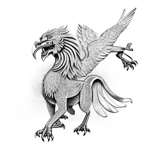 liver bird fighting a lion tattoo design idea