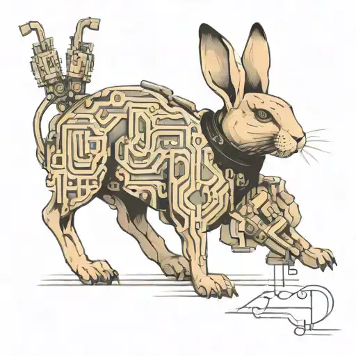 matrix code rabbit sitting tattoo design idea