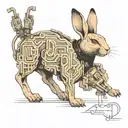 matrix code rabbit sitting tattoo design idea