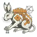 matrix code rabbit sitting tattoo design idea