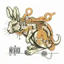 matrix code rabbit sitting tattoo design idea