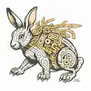 matrix code rabbit sitting tattoo design idea