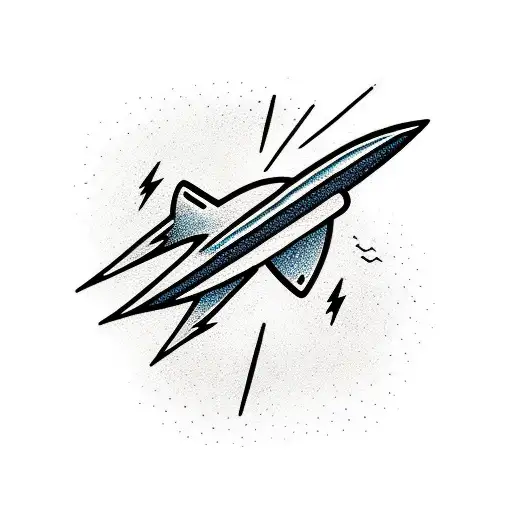 Skateboarder riding a lightning bolt tattoo design idea