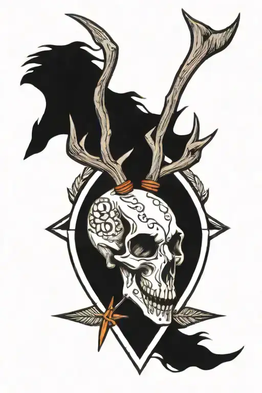 deer skull arrow design tattoo design idea