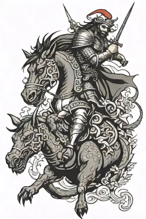 Saint George killing the dragon tattoo design idea