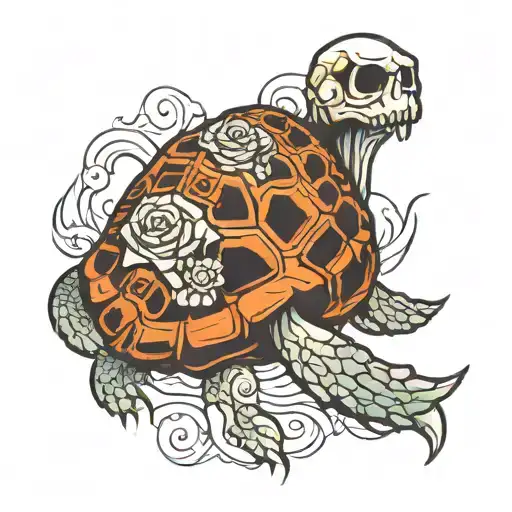 turtle skull tattoo design idea