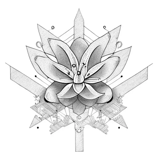  Lily with carpentry tools tattoo design idea