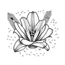  Lily with carpentry tools tattoo design idea