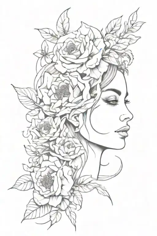 Create a tattoo design that combines two faces and flowers tattoo design idea