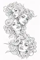 two upside down girls faces duplicity tattoo design idea