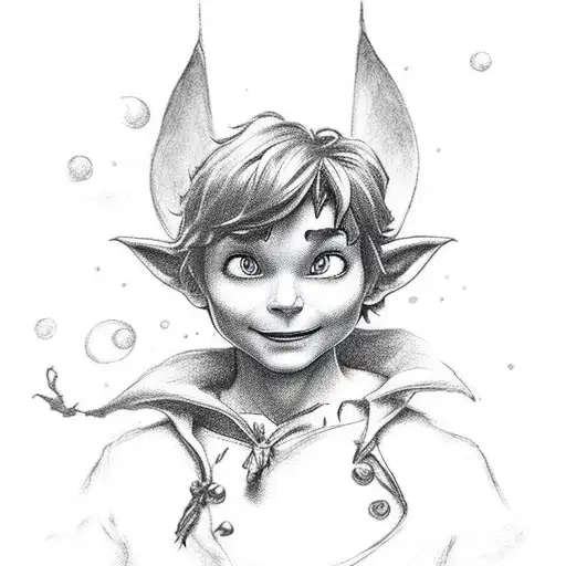 Peter Pan inspired by the film Hook tattoo design idea