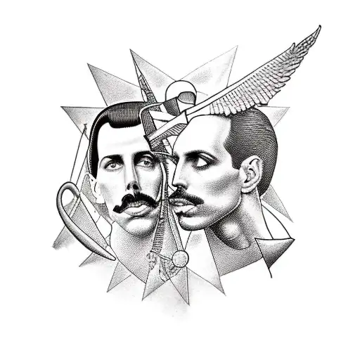 forearm tattoo which features Freddie mercury, napoleon hill, the sight edge by jef Olson  tattoo design idea