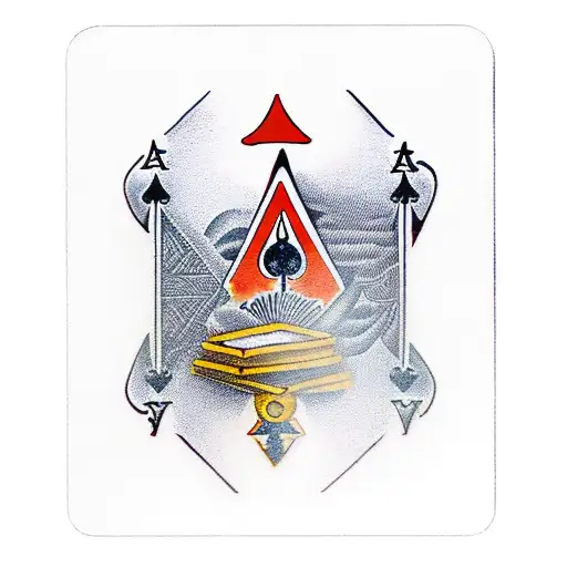 ace of diamonds playing card with a treasure chest as the center logo tattoo design idea