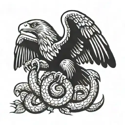 Eagle and snake tattoo design idea