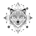 Wolf with compass  tattoo design idea