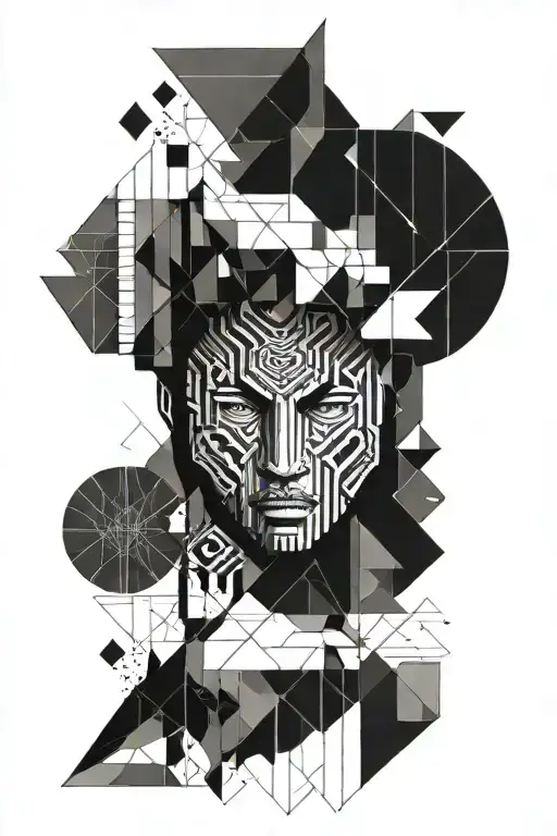 Psychedelic Geometric Warrior tattoo design idea