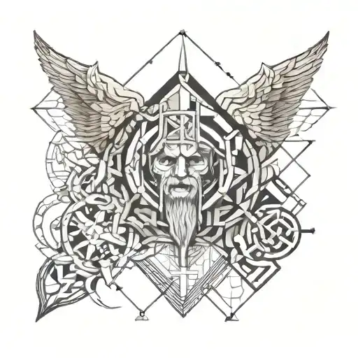 Create me a geometric spine tattoo including Zeus, Poseidon, ares and atlas holding the world  tattoo design idea