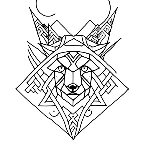 Design a tattoo featuring a hiking theme with elements of Norse culture, while maintaining a minimalist style. tattoo design idea