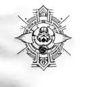 Create a tattoo design that combines the symbols of Star Wars and Harry Potter, while maintaining a minimalist style. tattoo design idea