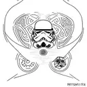 Create a tattoo design that combines the symbols of Star Wars and Harry Potter, while maintaining a minimalist style. tattoo design idea