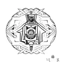 Create a tattoo design that combines the symbols of Star Wars and Harry Potter, while maintaining a minimalist style. tattoo design idea