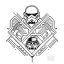 Create a tattoo design that combines the symbols of Star Wars and Harry Potter, while maintaining a minimalist style. tattoo design idea