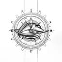 swordfish baclean tattoo with compass steampunk style tattoo design idea