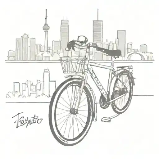 bicycle and Toronto skyline tattoo design idea